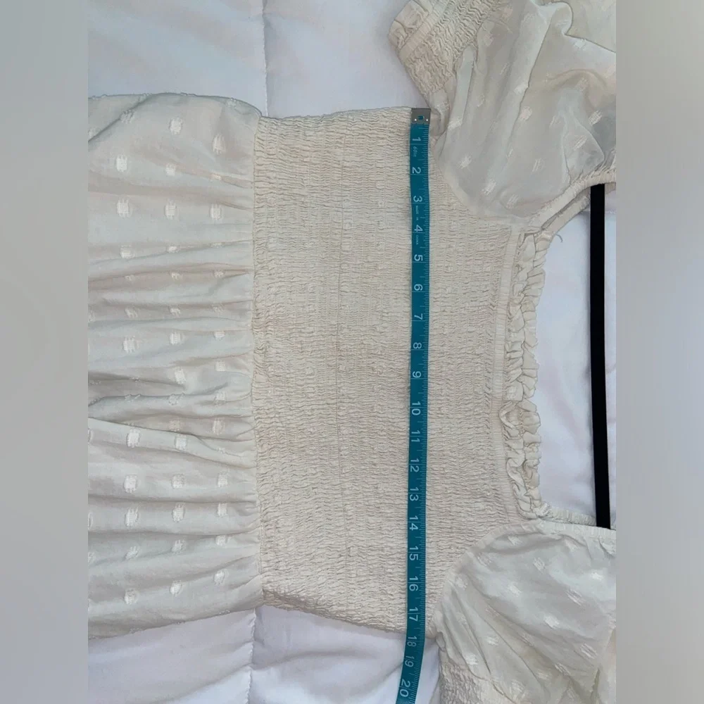 American Eagle Women’s XL Lace Trim Cream Puff Sleeve Dress - Picture 7 of 8